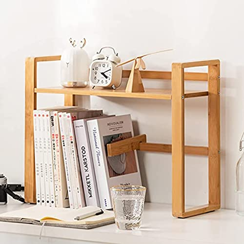 Schreibtisch-Aufbewahrungsorganisator, Ausstellungsregal, Bücherregal – Schreibtisch-Ausstellungsregal, Bambus-Schreibtisch-Bücherregal mit Buchstütze, Schreibtisch-Regal-Organizer, für Küch