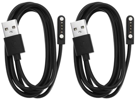 EMSea 2x 4 Pin Smartwatch USB Charger Cable Smartwatch Power Charger Compatible with KW88 KW18 GT88 G3 Smartwatch 1m, Black