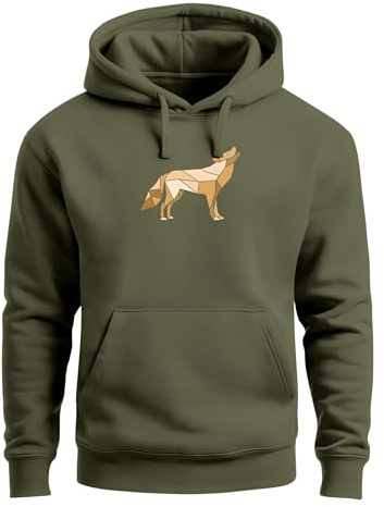Neverless® Hoodie Herren Aufdruck Polygon Wolf Geometrie Motiv Kapuzen-Pullover Männer Fashion Streetstyle