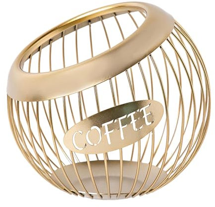 perfk Porta cialde per caffè, Snack, Caramelle, Contenitore, Multiuso, Durevole, Porta Capsule per caffè Espresso, Organizer da Tavolo per Cucina da banco, Oro