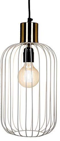 Design Vintage Pendelleuchte Lampe | Hängeleuchte Albo Gold Weiss Ø = 22cm, geeignet für E27 Leuchtmittel | Diese Deckenlampe ist für Ihre Küche, Wohnzimmer oder über den Esstisch