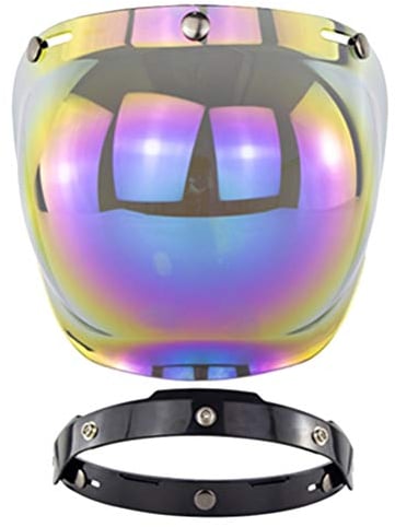 Yusat Motorradhelm Visier Jethelm Visier Motorradhelm Blasenvisier Blasenschild Motorradhelme Zubehör (Regenbogen)