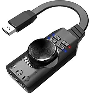 USB Sound Card Adapter 7.1 Channel External Audio Adapter Stereo Sound Card Converter 3.5mm AUX Microphone Jack for Gaming Headset Earphone PS4 Laptop Desktop Windows Mac OS Linux, Plug Play