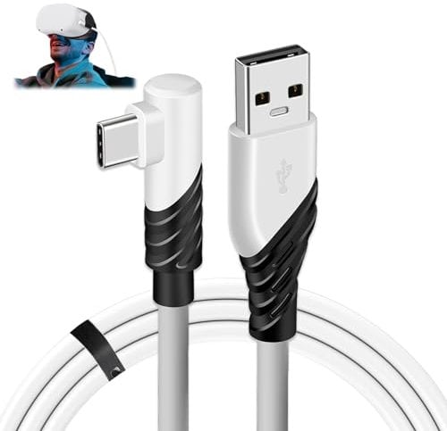 tinshow Link Cable 5M Compatible with Oculus/Meta Quest 3/3S Quest 2 /Pro/Pico 4/Pico 4 Ultra Long VR Headset Cable for PC/Steam VR Games 60W Fast Charging USB 3.2 A to Type-C 5Gbps High Speed