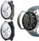carinacoco 2 Pack PC Case Compatible for OnePlus Watch 2/Oppo Watch X With Tempered Glass Screen Protector, Full Coverage Hard PC Shockproof Protective Cover, Black+Transparent