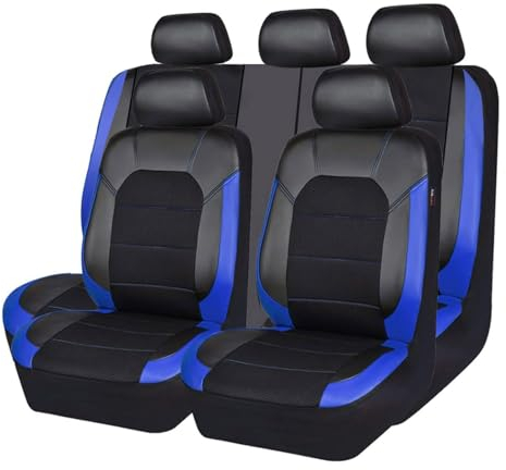 PEIXEN 9 Stück Autositzbezüge für Suzuki Ignis (MF) 2.Gen 2016 2017 2018 2019 2020 2021 2022 2023 2024, Auto Sitzbezüge Sets Wasserdicht Rutschfester Leder Autositzkissen Innenraum Zubehör,Blue