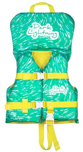Dark Lightning Coast Guard Approved Baby/Infant Life Vest,USCG Kids Life Jacket 0-30 lbs, Toddler Floaties 20-30 Pounds,Toddler Swim Vest/Water Wings Arm Floaties in Puddle/Sea (Green)