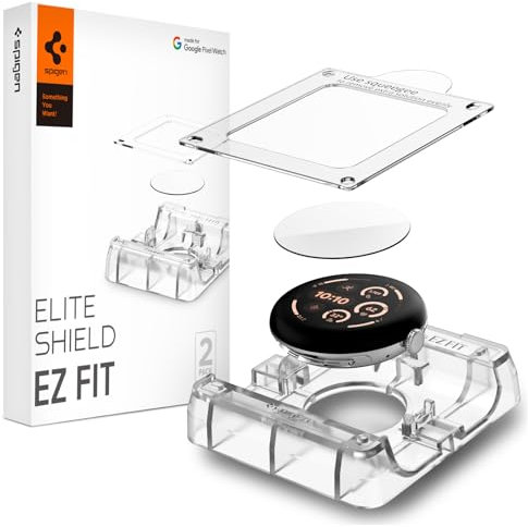 Spigen Eliteshield EZ Fit Schutzfolie kompatibel mit Google Pixel Watch 3/2/1 41mm, 2 Stück, Positionierhilfe für Installation, Anti-Kratzer, EPU-Folie