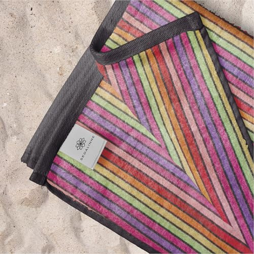 Sedalinne - Toalla Playa Grande Algodón - Toalla de Playa con Negro Multicolor (100x165 cm) - Ultra Absorbente - Toallas Piscina Grandes - Tejido Aterciopelado - Ideal para Verano y Vacaciones