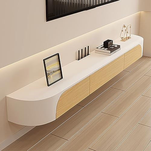 JIAOCKJIAO Floating TV Stand, 63in TV-Console, Wall Mounted TV Table, Modern TV Cabinet, No Back Panel Design, Entertainment Center with 2 Drawers, for Living Room, Bedroom