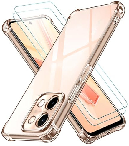 ivoler 3 in 1 Funda para Vivo Y28 con 2 Piezas Cristal Templado, Transparente Carcasa Protectora Antigolpes Case, Suave TPU Silicona Anti-Choques Caso