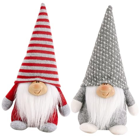 ANDRESLAD 2st Weihnachtspuppe Weihnachtsdekoration Frühling Nordische Figur Dänemark Norwegen Nisse Puppe Weihnachtszwerge Schwedischer Tomte Zwerg Weihnachtsmann-verzierung Plüschtier Stoff
