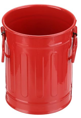 PATIKIL Barrel Pencil Holder, Metal Pen Holder for Desk Pencil Holders Cup Organizer with Handles Makeup Brush Holder Stationery Storage, Red