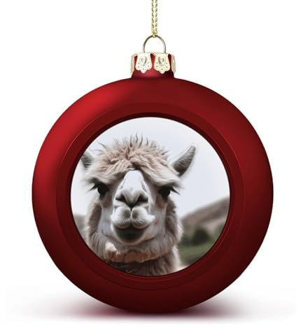 Weihnachtskugel-Ornamente, lustige Alpaka-Lama-Weihnachtsdekoration, hängende Weihnachtsbaumkugeln, rote Weihnachtskugeln, Ornamente für Urlaub, Party, Dekoration, Heimdekoration