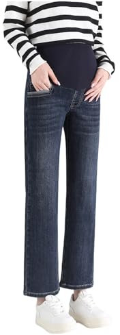 Jean de maternité à jambe droite avec ceinture réglable - Pantalon 3/4 stylisé et pratique, idéal pour les femmes de petite taille (taille courte), Type-02, XXL