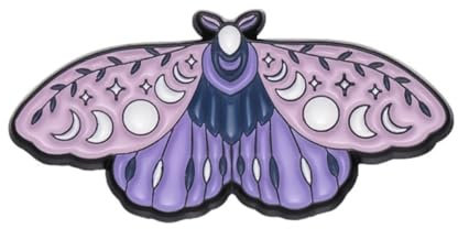 Ro Rox Mondmotte Anstecker – Gothic Celestial Emaille Pin, Witchy Moth Accessoire