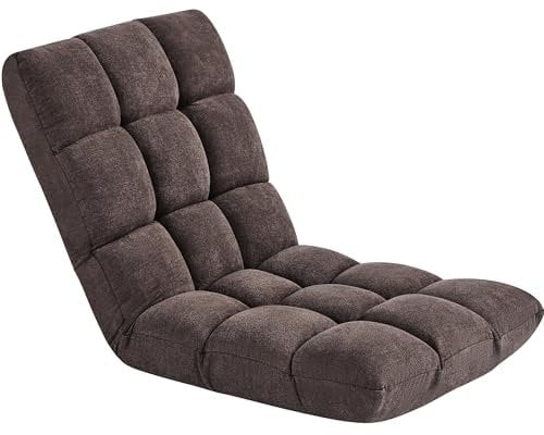 Yaheetech Floor Chair with Back Support, Comfy Floor Sofa for Adult, Floding Lounge Chair with 14 Adjustable Positions for Lounge, Gaming Reading and Meditation, Brown