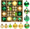 MHwan Weihnachtskugeln Grün, 42 Stück 6CM & 3CM Exquisit Bemalte Weihnachtsbaumschmuck Set, Funkelnde Christbaumschmuck Kunststoff, Fallsichere und Langlebige Christbaumkugeln Weihnachtsbaumkugeln
