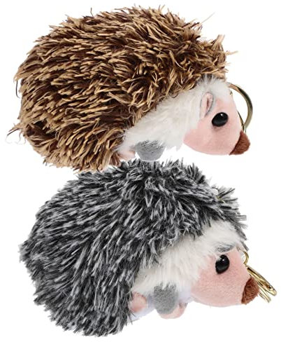HAWILLOSCH 2pièces Porte-clé Hérisson Peluche Accessoire Mignon pour Sacs Et Clés Gris Argenté Marron Foncé