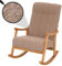 Mendler Schaukelstuhl HWC-K10, Relaxsessel, Holz FSC® Stoff/Textil Bouclé (450g/m²) - Taupe, Gestell Natur