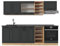 Vicco Küchenzeile R-Line, Anthrazit Landhaus/Goldkraft Eiche, 240 cm, AP Anthrazit