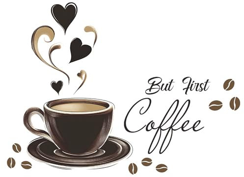 duoyif Wandtattoo Kaffee, Wandsticker Kaffeetasse Wandbild, Wandaufkleber Kaffee Tassen, Coffee Wandsticker Für Küche Cafe Esszimmer Büro Deko Kaffeestube Wandkunst (d)