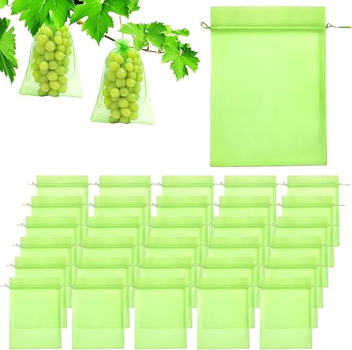 ZYKORT 80 PCS Fruit Protection Bags, Green Fruit Protection Netting Bag, 20x15cm Garden Plant Net Bags, Green Organza Gift Bag