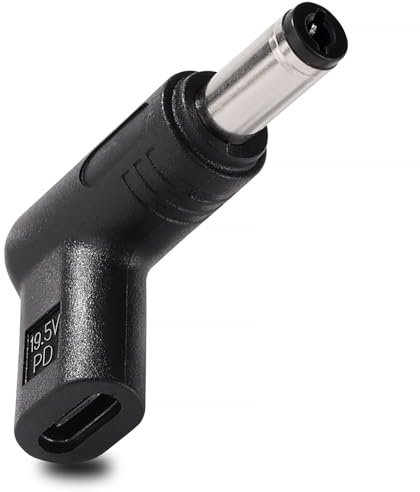 KUOQIY USB C auf DC 19.5V Adapter, USB 3.1 Typ C USB-C Buchse auf DC 5.5x2.1 mm Stecker Adapter PD Emulator Trigger 90 Grad Abgewinkelt, für Laptops