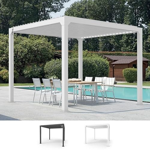 Produce Shop Pergola bioclimatica da Giardino 3x3m Manuale in Alluminio Guadalupe - Bianco