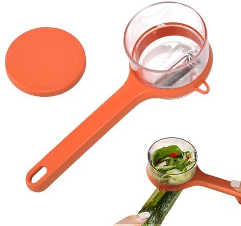 Sparschäler mit Schälen-Aufbewahrungsbecher, Schäler, Kartoffelschäler, Spargelschäler, GemüSeschäler, Obstschäler, Peeler, Bidirektionale Klinge, Extra Scharf, Spargelschäler für Gemüse Obst