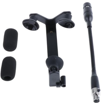 JISADER Mini Instrument Mic and Clip Kit Unidirectional Guitar Mic with Clip Guitar Microphone Clip Set for Studio Stage Performance, 4 Pin for Shure