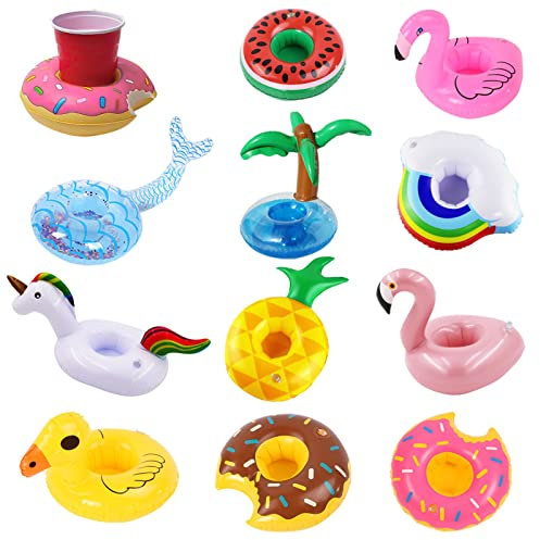 Pack de 11 Portabebidas inflables para Piscina, 11 Soportes inflables para Bebidas Piscina Flamenco Soporte Inflable para Cerveza Soporte Flotante para Vasos Soporte para latas de Bebidas Soporte