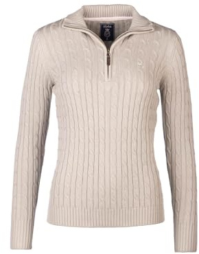 Rydale Ladies Quarter Zip Cable Knit Jumper Womens Chunky Knitted Sweater Long Sleeve Pullover Half Zip V Neck Jumpers