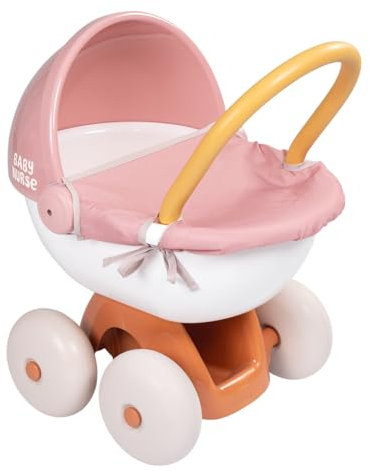 Smoby - Baby Nurse Puppenwagen mit leisen Rädern & Verdeck - Griffhöhe 53,5 cm- Für Puppen bis 42 cm (Nicht enthalten), mit recyceltem Material, Kinder ab 18 Monaten