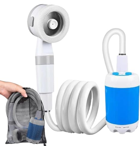 Tragbare Dusche für Camping, 5000 mAh, wiederaufladbar, wasserdicht, Wassersprüher, Campingausrüstung, Outdoor-Reisen, Wandern, Strand, Reinigungszubehör