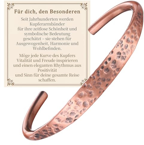 BioMag Reines Kupferarmband für Damen handgefertigt & komfortabel tragbar | Handgefertigt aus 100% massivem Reinkupfer. Komfortabel tragbar, ideal für den Alltag sowie als liebevolles Geschenk