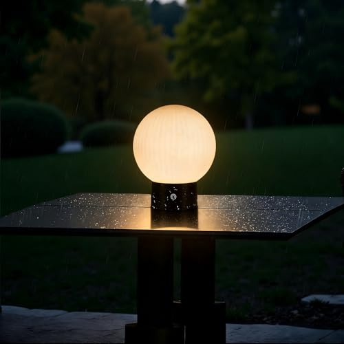 Tischlampe Kabellos Nachttischlampe LED Akku Tischleuchte Weiß Dimmbar | Touch Nachttischlampen Aufladbar USB Tischlampen IP44 Wasserdichht Rund Glas Tischleuchten für Schlafzimmer Esszimmer