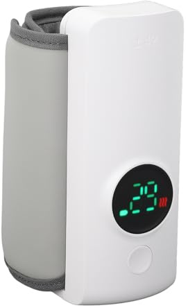 YWBL-WH Bottle Warmer Sleeve, ABS and Leather Portable Bottle Warmer, 6000mAh Battery, Fast Warming Keep Warm Temperature Control for Travel Feeding Parents