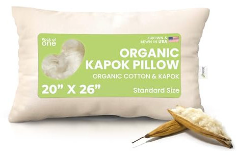 Bean Products Standard-Bio-Kapok-Kissen, 50,8 x 66 cm, Bio-Baumwolle, mit Reißverschluss