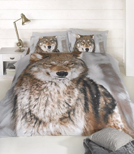 Rapport Home Wolf Kingsize Duvet Cover Set - Printed Panel King Duvet Cover Set