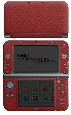 Skin kompatibel mit Nintendo New 3DS XL Folie Sticker Leder Rot einfarbig