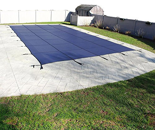 Pool Mate 1428CS-90-BLU-PM Blue Mesh Safety Cover for 14 ft x 28 ft with 4 ft x 8 ft Centre End Step Swimming Pool
