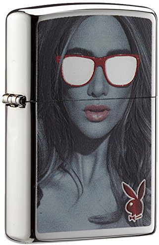 Zippo 60003521 Playboy with Bunny Benzinfeuerzeug, Messing, Edelstahloptik, 1 x 6 x 6 cm,