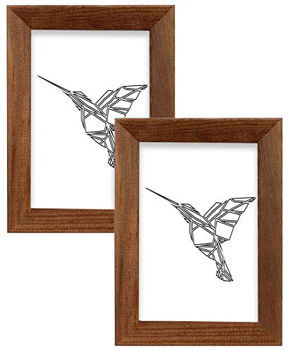 Bilderrahmen Set 2 Stück 13x18 cm – Farbe Braun, aus Holz, mit Acrylglas – zum vertikalen oder horizontalen Aufhängen/Aufstellen, für Fotos, Poster, Puzzles