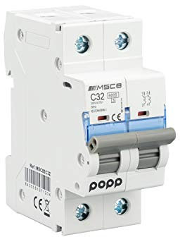 POPP® Interruptor Automático Magnetotérmico industrial CURVA C 1P 2P 3P + 6A 10A 16A 20A 25A 32A 40A 50A 63A … (2P, 32A)
