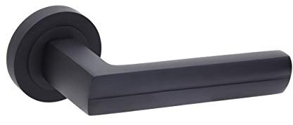 Matte Black Door Handles on Rose