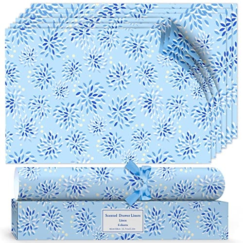 Duftendes Schrankpapier Schubladeneinlagen Perfekt für Kommode, Kleiderschrank, Schubladen, Regalen, 6 Blatt cm. 36.5 x 50 (Frisches Leinen)