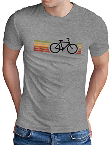 OM3® Retro Bicycle T-Shirt - Herren - Cycling Cyclist Biking Fahrrad Radfahrer - Grau Meliert, S