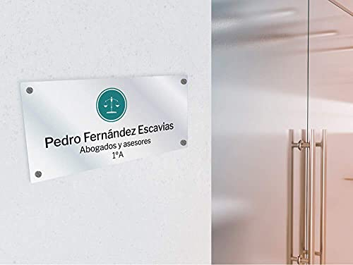 Oedim Placas Personalizadas Rotuladas Fabricadas en metacrilato | 43 x 30 cm | Forma Rectangular | Resistente y Económico | Incluye 4 Embellecedores