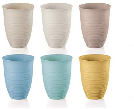 Guzzini 17950352 Tierra Set di 6 Bicchieri Alti Post Consumer Recycled Plastic Pio&Tito Toso 9,8xh12,4 cm - 520cc Riciclati da 27 Bottiglie di Plastica